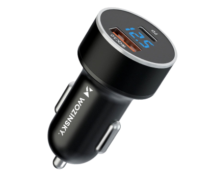 Ładowarka i akumulator Wozinsky Ładowarka samochodowa USB-C USB-A 36W czarna WDCCAC